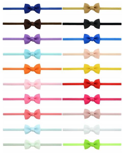 

baby bow headbands nylon ribbon hairbands girls elastic cute solid headband children kids hair accessories fashion bowknot headdre7490126, Slivery;white