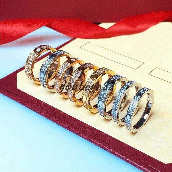 

full diamond love screw ring mens rings classic luxury designer jewelry women titanium steel alloy gold-plated gold silver rose never fade n