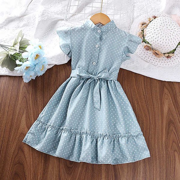 

girl's dresses new summer kids dress for girls sky blue polka dot flying sleeve dress fashion style aa230531, Red;yellow