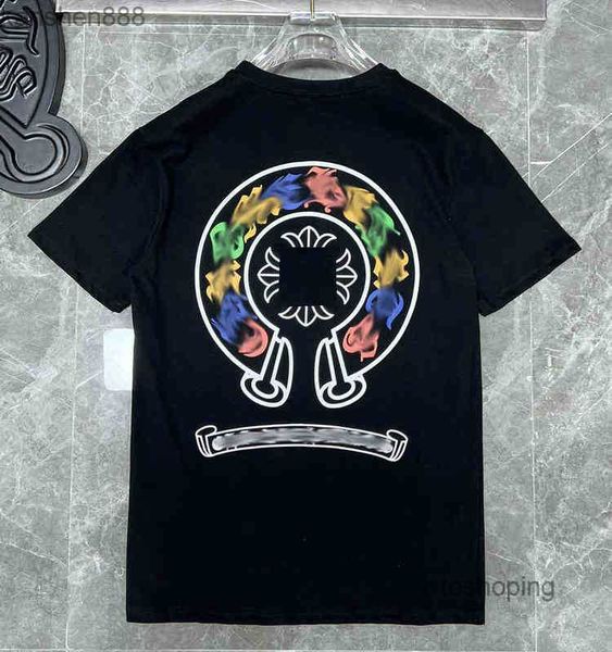 

men's luxury heart brand shirts ch man t-shirt chromes summer fashion women cross sanskrit tees letter designer tshirts boy loose round, White;black