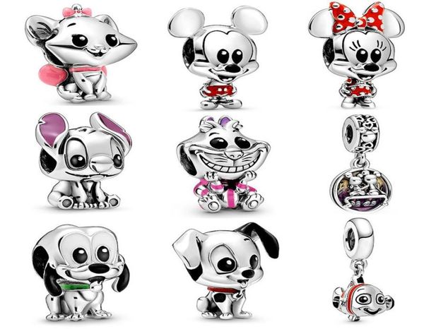 

fits pandora bracelets 20pcs cartoon clownfish dog cat enamel pendant spacer charms beads silver charms bead for women diy europea2755031, Black