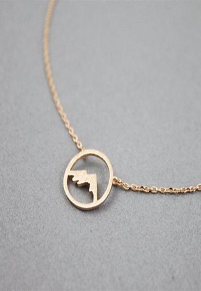 

rose gold range mountain necklace women simple jewelry bridesmaid gift stainless steel choker circle pendant collare femme 20208871869, Silver