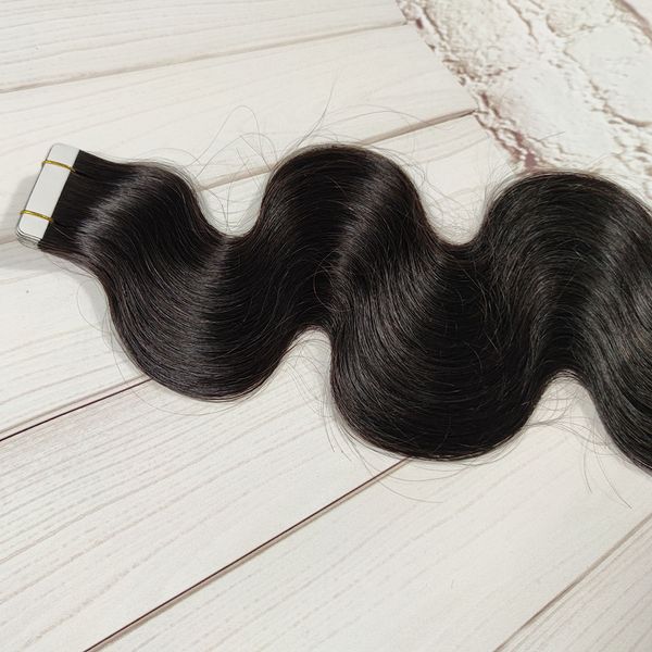 

adhesive tape hair extensions brazilian natural black prebonded pu skin human hair extension 40pcs/100g set 12-30 inch