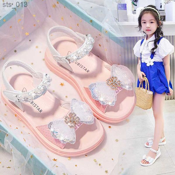 

sandals for girls pu leather princess rhinestone diamond bow fashion birthday party shoes for teenage infant girls sandal l230518, Black;red