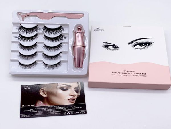 

upgraded magnetic liquid eyeliner magnetic false eyelashes tweezer set 5 pairs magnet false eyelashes kit no glue make up tool8761680
