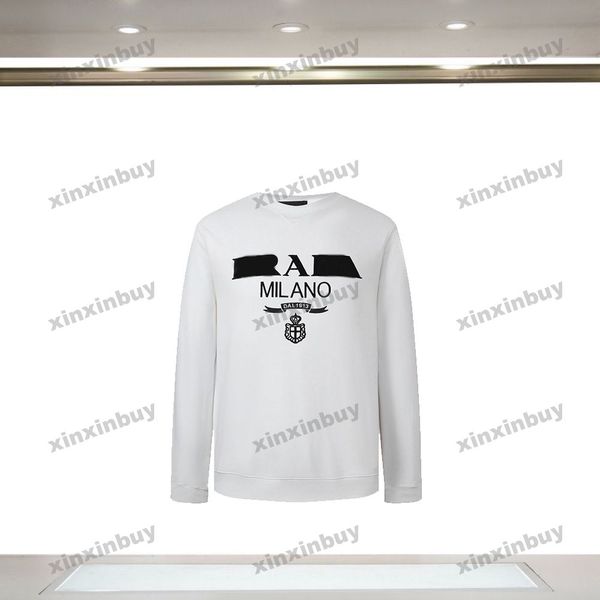 

xinxinbuy men women designer sweatshirt hoodie letter embroidery fabric sweater paris apparel black khaki gray s-2xl, Black;brown