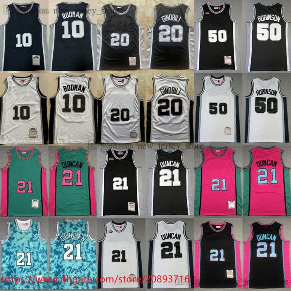 

mitchell and ness 2002-03 basketball manu ginobili jerseys retro white black 1998-99 tim 21 duncan david robinson 1993-94 dennis rodman jers, Black;red