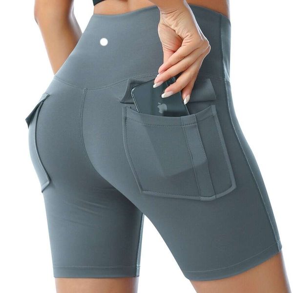 

quick drying lulus designer back pocket yoga pants sports shorts women's high waist buttocks lifting nude fitness pants sweaty y shorts, White;red