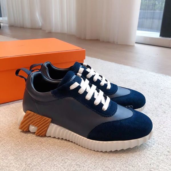 

casual shoes famous 23s/s brand men bouncing sneaker calfskin suede sports goatskin light sole low trainers comfort walking eu38-46 with box, Black