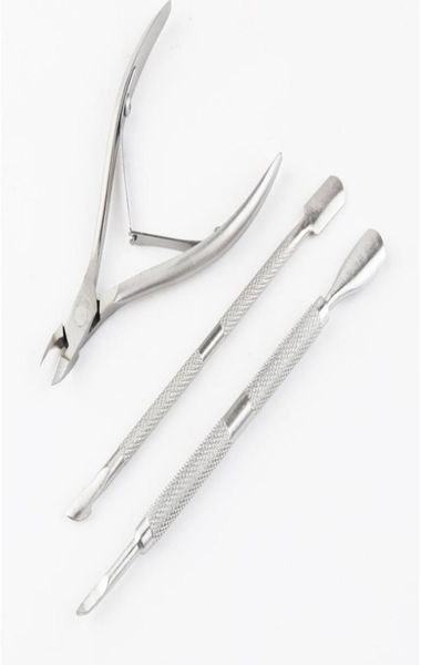 

nail cuticle pusher spoon scissor stainless steel dead skin remover cutter nipper clipper cut set nail tools 3pcsset1233057