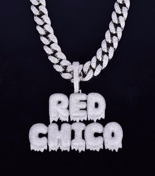 

with 20mm cuban chain custom name drip letter chain pendants necklaces men zircon hip hop jewelry7552034, Silver