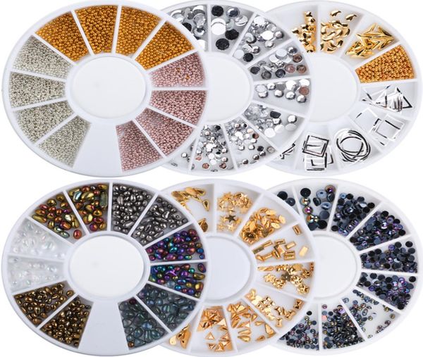 

3d nail art decorations 12 grid acrylic mixed color nails rhinestone irregular rivet beads diy tips manicure tool8144149, Silver;gold