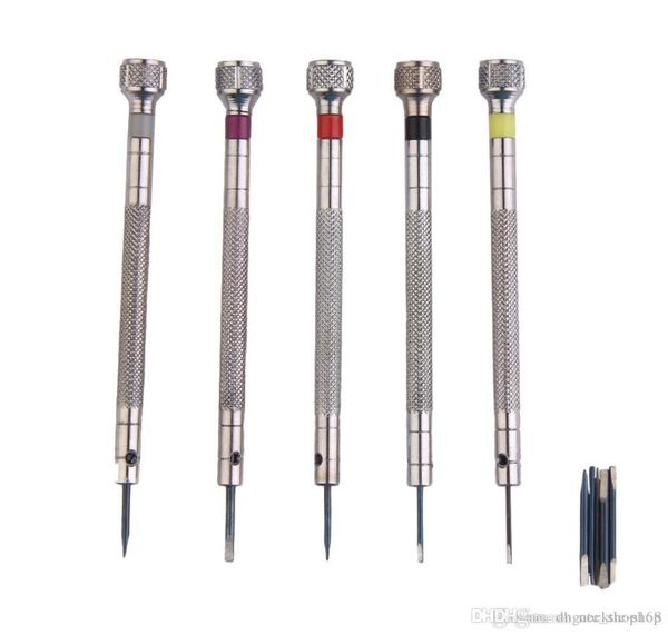 

mini 5pcs silver tone screwdriver set watch repair tools kit with 5pcs cutter heads mengmeng6662220040