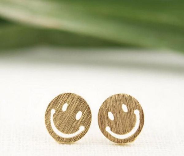 

fashion cartoon smiling face stud earrings whole 0123451779630, Golden;silver