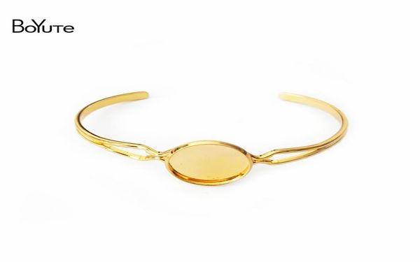 

boyute 10pcs fit 16mm cabochon adjustable round pad bezel brass cuff bracelet findings blank bangles base6763328, Slivery;crystal