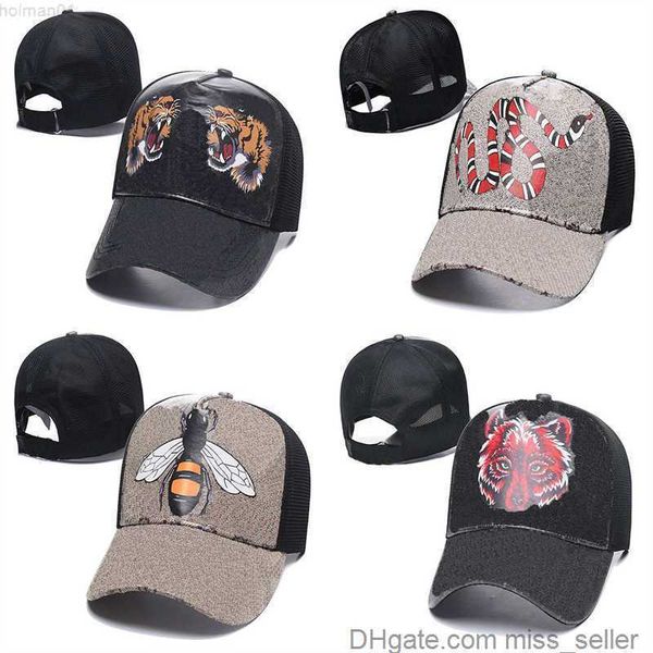 

mens designer baseball caps woman brand tiger head hats bee snake embroidered bone men women casquette sun hat gorras sports mesh animal mis, Blue;gray