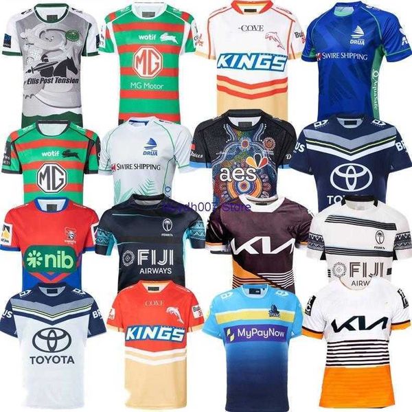 

1lyg 2023 men's rugby jersey fans t shirts knights fijian drua gold coast titans dolphins fiji south sydney rabbitohs home away heritag, White;black