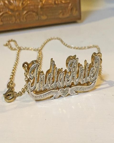 

duoying zircon custom necklace double gold plated nameplate 3d necklace personalized necklaces choker women name necklace8276290, Silver