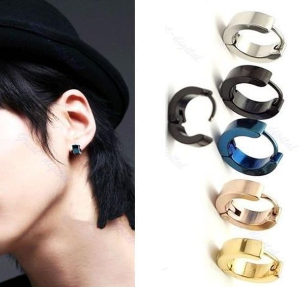 

10pcslot titanium steel man ear clip on ear earrings studs 01852393, Golden;silver
