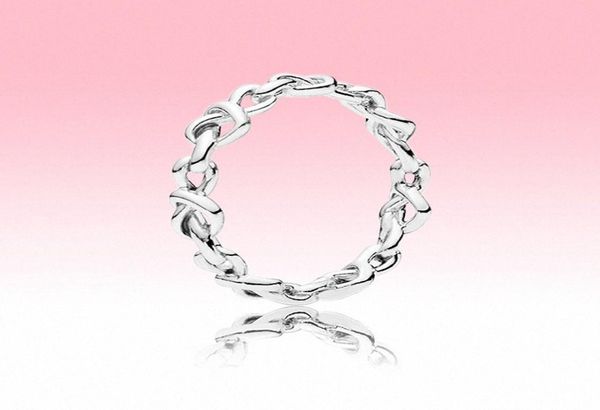 

new arrival love heart women ring beautiful summer jewelry with original box for pandora 925 sterling silver knotted hearts rings 4634251, Slivery;golden