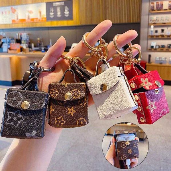 

4colors cute presbyopia leather cartoon keychain coin purse headset mini school bag design tassel key ring pu leather car keychains jewelry, Silver