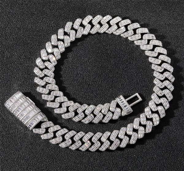 

17mm 1624inch fashion mens hip hop chains gold plated cz cuban necklace bracelet for men punk jewelry4350103, Silver