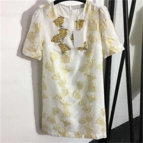 

fashion designer dresses for woman heavy-duty sequin beaded flowers sequin blend round neck short sleeve dress clothes women designer, Black;gray