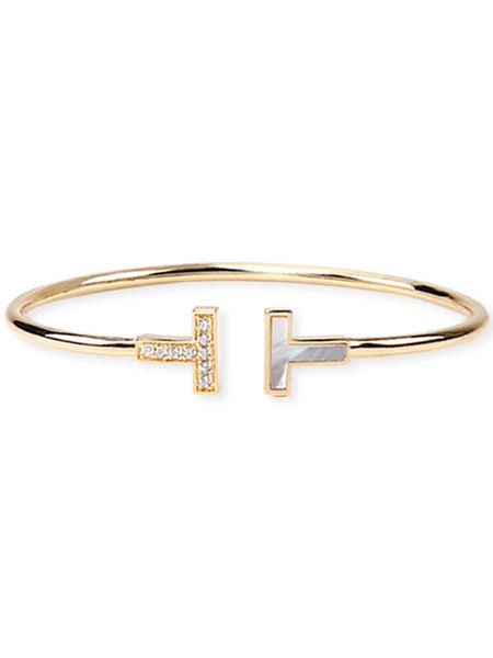

high version tiffay bracelet light luxury niche exquisite and non fading titanium steel inlaid diamond opening female k gold high-end feelin, Black