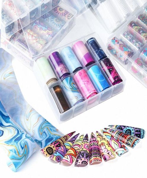 

10 rolls transparent nail art foil stickers starry sky uv gel transfer wraps nail adhesive decals decoration manicure trxkh unbz4200970, Black