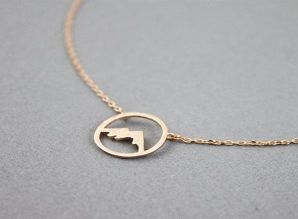 

rose gold range mountain necklace women simple jewelry bridesmaid gift stainless steel choker circle pendant collare femme 20202417954, Silver
