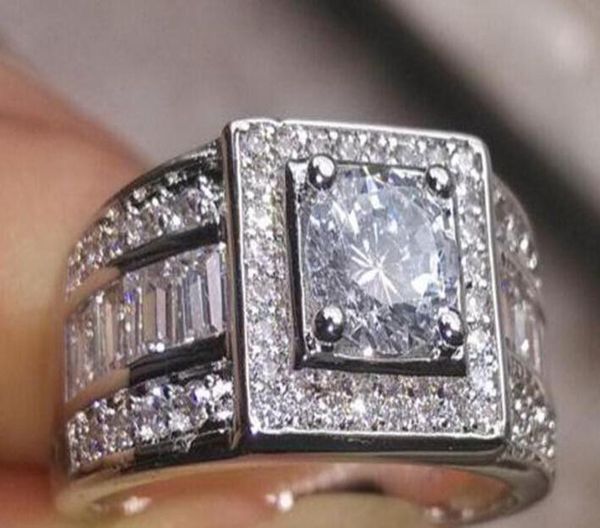 

fine luxury sz8910111213 luxury jewelry brand 10kt white gold filled white z round cut wedding engagement men ring with b9882386, Slivery;golden
