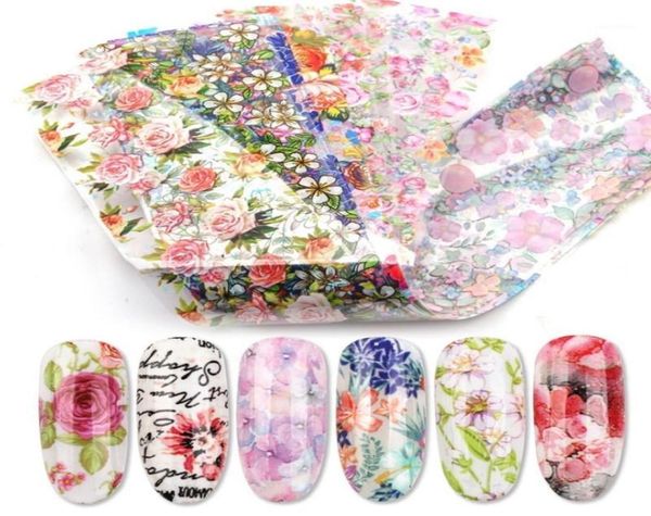 

12pcs stickers for nail foil art mix rose flower transfer paper decoration manicure design uv gel polish slider t068919636181, Black