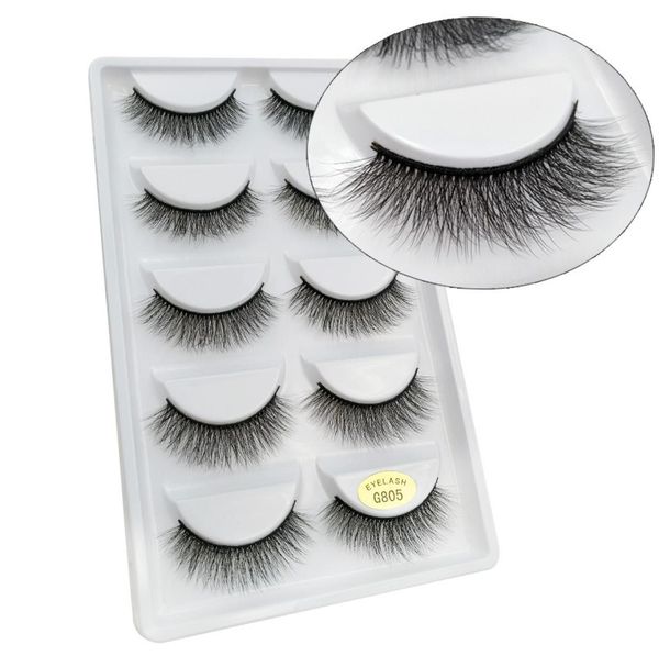 

5pairs faux fiber false eyelashes synthetic fake lashes 3d silk eyelashes g8052177199