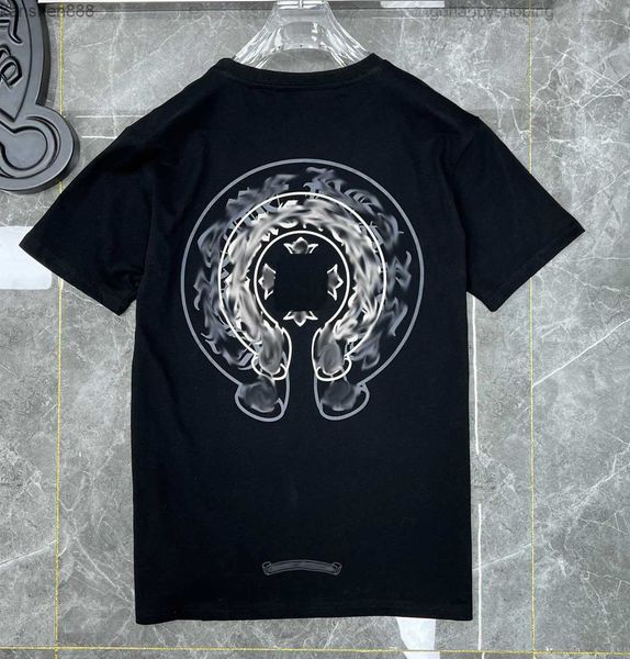 

luxury classic men's shirt ch brand heart men women sanskrit letter chromes short sleeve horseshoe couple t-shirts designerflim, White;black