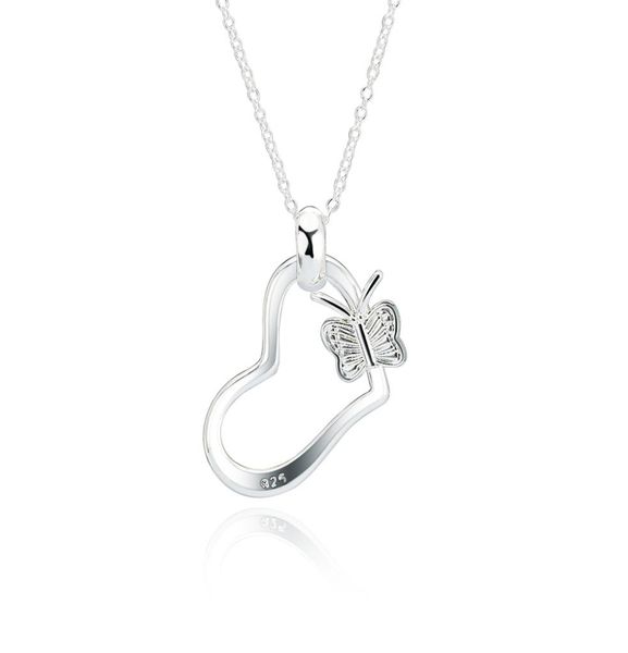 

wedding heart shape sterling silver beautiful chain necklace butterfly handmade unique beautiful gifts jewelry 18 inch xl0004226619650
