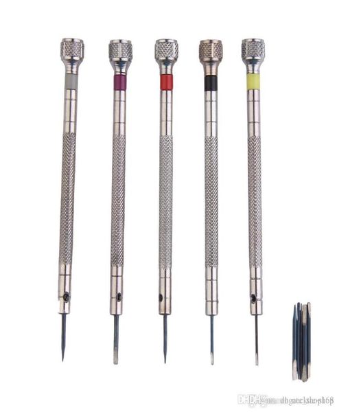 

mini 5pcs silver tone screwdriver set watch repair tools kit with 5pcs cutter heads mengmeng6663702162