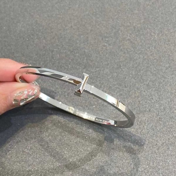 

tiffay simple premium t1 bracelet ins men's and women's light edition sterling silver korean couple, Black