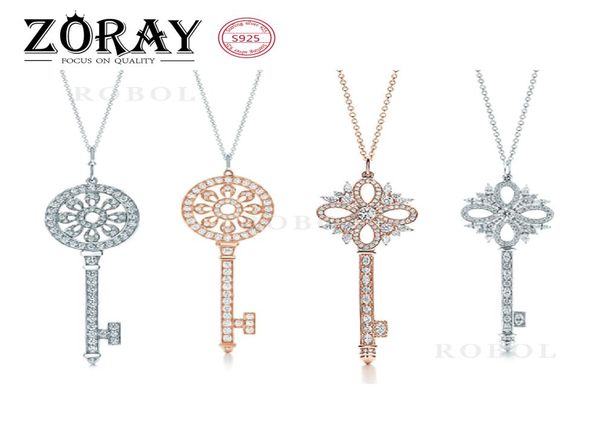 

classic sterling silver necklaces supplies micro pave zircon pendant key necklace for women girl christmas gift jewelry wholesale5362057