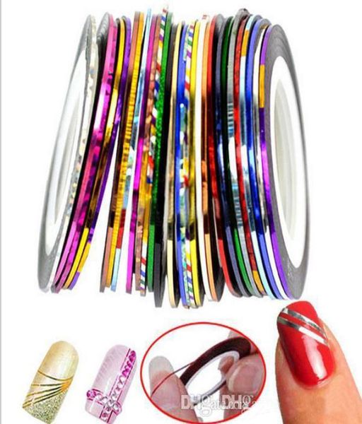 

30 colors rolls striping tape line nail art sticker tools beauty decorations for on nail stickers ak0866585388, Black