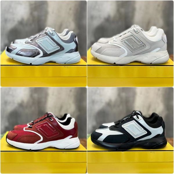 

retro flow shoes designer men women breathable casual sports shoes chamois leather rubber wavy sole fashion sneakers size 35-45, Black