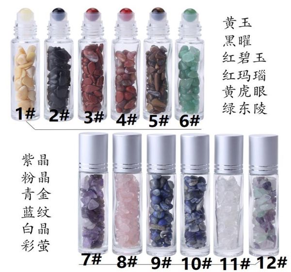 

natural crystal crafts stones essential oil gemstone roller ball bottles transparent frost glass 10ml roll on perfume bottle wxy268836323, Black