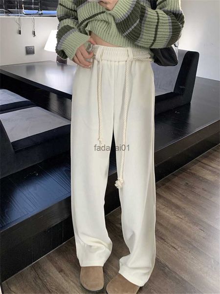 

alien kitty sxl women trousers drawstring solid thicken winter loose slim chic casual office lady streetwear warm mujer pants l230621, Black;white