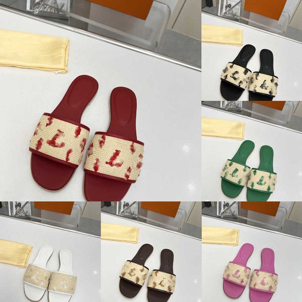

luxury women's slippers shoes crafty lock lt outdoor banquet sliding shoes pp straw braided summer leather sandals multi-color flat hee, Black