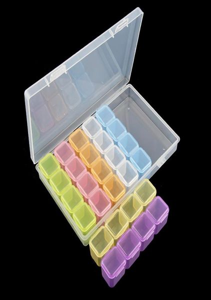 

nat010 28 slots plastic storage empty box for nail art rhinestone jewelry storage beads display container case8423515