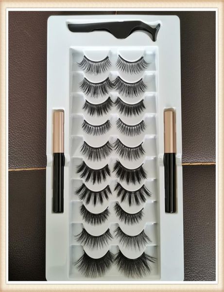 

magnetic eyelashes magnetic liquid eyeliner kit with tweezers 10 pairs upgraded 5d magnetic false lashes natural reusable no glue 4837449