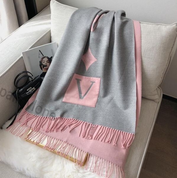 

fashion designer scarf with geometric patterns winter brand letters print cashmere scarves for women warm plaid cotton shawl wraps size 180x, Blue;gray