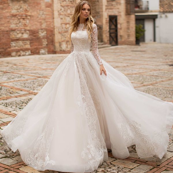 

petite silver fluffy princess lace wedding dress with long train see through sleeve bridal wedding gown white women dress for bride
