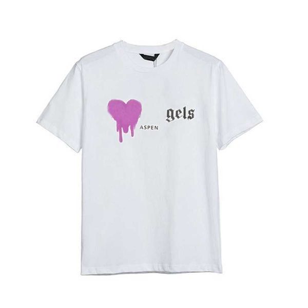 

designer pa t shirt luxury brand clothing shirts spray heart letter cotton short sleeve spring summer tide mens womens tees set1, White;black