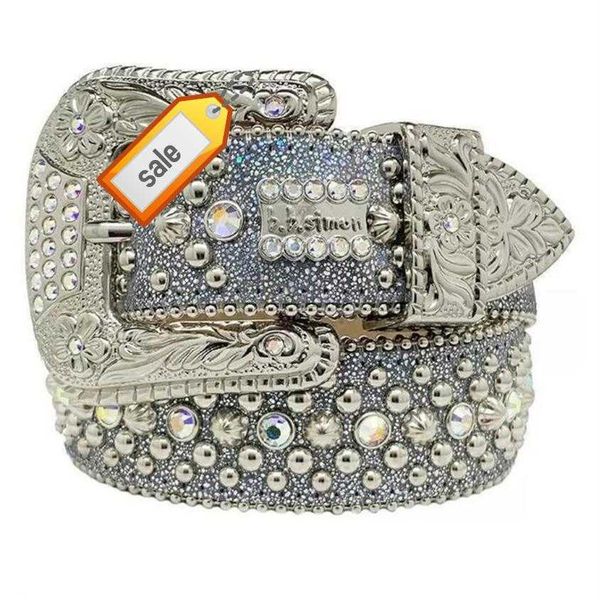 

r bb belt simon belts for men women shiny diamond belt black on black blue white multicolour with bling rhinestones as gift302j5, Silver