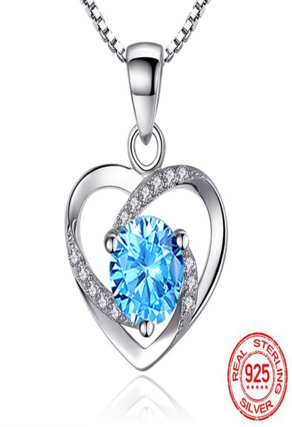 

luxury purplebluewhite crystal cz heart pendant choker necklace 925 sterling silver chain necklaces for women wedding jewelry gi1394367